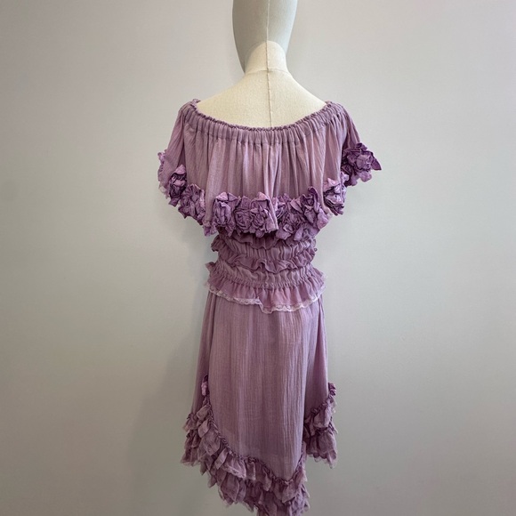 Worn Once Fillyboo Free People Seychelles Mini Dress Ruffle Lace Purple - Picture 10 of 10